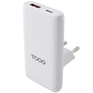 Cargador de Pared Universal GaN para Viaje TooQ TQWC-GANSL65W1A1C/ 1xUSB Tipo-C/ 1xUSB/ 65W