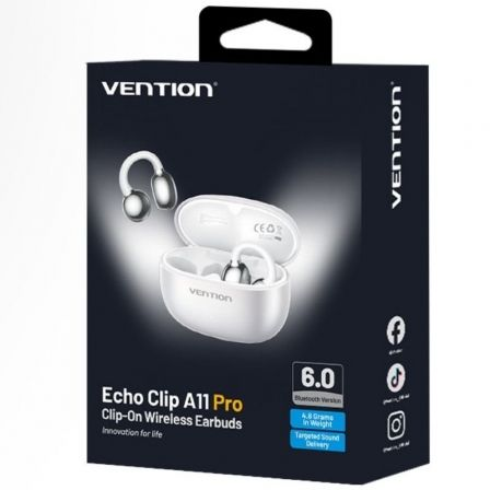 Auriculares bluetooth vention echo clip a11 pro con estuche de carga/ autonomía 6h/ blancos - Imagen 2