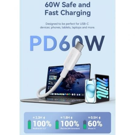 Cable USB 2.0 Tipo-C 3A Vention TRCSH/ USB Tipo-C Macho - USB Tipo-C Macho/ Hasta 60W/ 480Mbps/ 2m/ Azul - Imagen 4