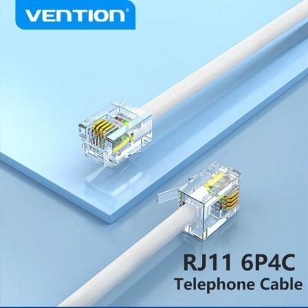Cable de teléfono rj11 6p4c vention iqbwh/ 2m/ blanco - Imagen 2