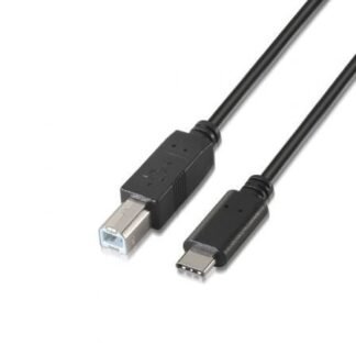 Cable USB 2.0 Impresora Aisens A107-0054/ USB Tipo-C Macho - USB Tipo-B Macho/ 480Mbps/ 2m/ Negro
