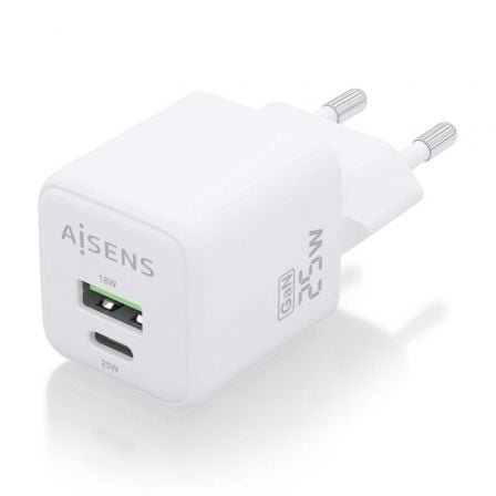 Cargador de Pared GaN Aisens ASCH-25W2P014-W/ 1xUSB Tipo-C/ 1xUSB/ 25W - Imagen 2