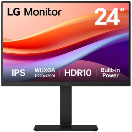 Monitor Profesional LG 24BA55W-B 24"/ WUXGA/ Multimedia/ Regulable en altura/ Negro
