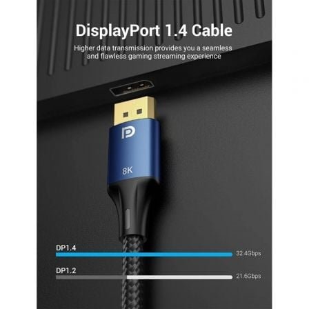 Cable DisplayPort 1.4 8K Vention HCELF/ DisplayPort Macho - DisplayPort 8K Macho/ 1m/ Azul - Imagen 3