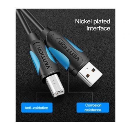 Cable USB 2.0 Impresora Vention VAS-A16-B150/ USB Tipo-B Macho - USB Macho/ 480Mbps/ 1.5m/ Negro - Imagen 2