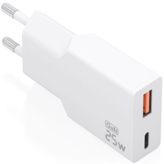 Cargador de Pared GaN Aisens A110-1000/ 1xUSB Tipo-C/ 1xUSB/ 25W/ Blanco