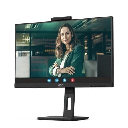 Monitor Profesional AOC 24P3QW 23.8"/ Full HD/ Webcam/ Multimedia/ Regulable en altura/ Negro - Imagen 2