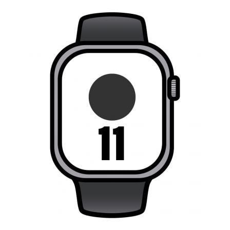 Apple Watch Series 11/ GPS/ Cellular/ 42mm/ Gris Espacial/ Correa Deportiva Negra (S/M)