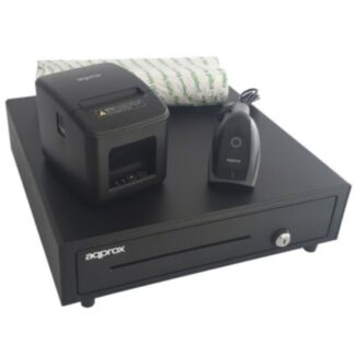 Pack Approx appPOSPACK4180LAN-2D Cajón Portamonedas/ Impresora Térmica/ Lector de Códigos y Rollos Térmicos