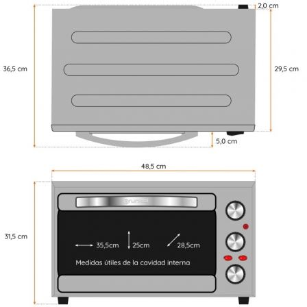 Horno de Sobremesa Grunkel HR-28SILVER/ 1600W/ Capacidad 28L/ Plata - Imagen 2