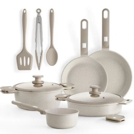 Pack Batería de Cocina Monix Martín Berasategui/ Cazo Ø16cm/ Sarten Ø22 - 26cm/ Cacerolas Ø24 - 28cm/ Aluminio Forjado/ Apta para Inducción