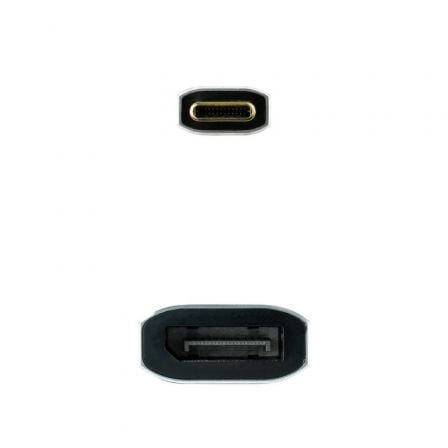 Conversor Nanocable 10.16.4104-G/ USB Tipo-C Macho - DisplayPort Hembra/ 15cm/ Gris - Imagen 2