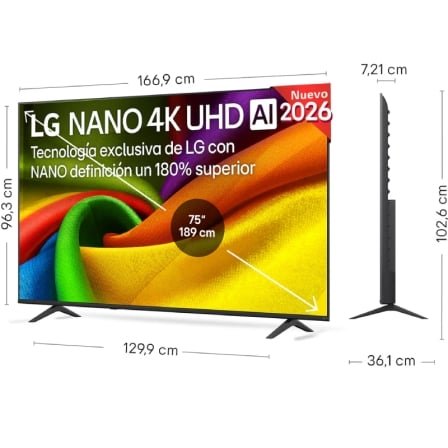 Televisor LG NanoCell 75NU8E0B3LA 75"/ Ultra HD 4K/ Smart TV/ WiFi/ Negro - Imagen 3