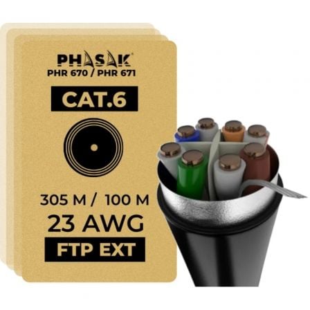 Bobina de Cable RJ45 FTP Phasak PHR 670 Cat.6/ 305m/ Gris Oscuro - Imagen 2
