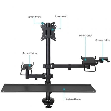 Soporte de Mesa para TPV 2 Monitores TooQ TQPM0003/ Giratorio/ Inclinable/ Rotatorio/ hasta 9kg - Imagen 2