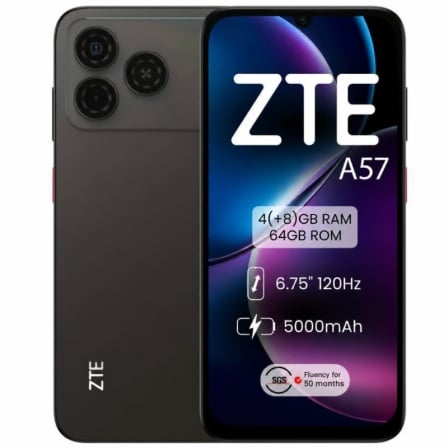 Smartphone ZTE A57 4GB/ 64GB/ 6.75"/ Negro
