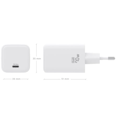 Cargador de Pared GaN Aisens ASCH-70W1P088-W/ 1xUSB Tipo-C/ 70W/ Blanco - Imagen 3