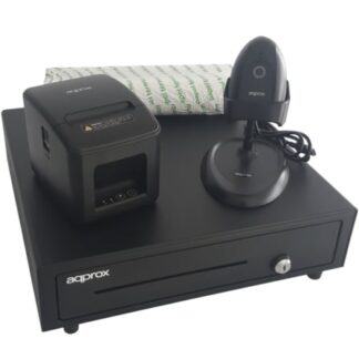 Pack para TPV Approx appPOSPACK4180USB/ Cajón Portamonedas + Impresora Térmica de Tickets + Lector de Códigos + Rollos Térmicos