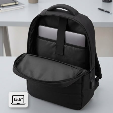 Mochila Subblim Compact Backpack 15L para Portátiles hasta 15.6"/ Repelente al agua/ Cinta para Trolley/ Negra - Imagen 2
