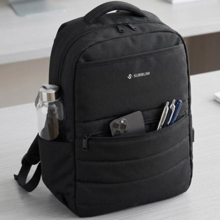 Mochila Subblim Compact Backpack 15L para Portátiles hasta 15.6"/ Repelente al agua/ Cinta para Trolley/ Negra - Imagen 3