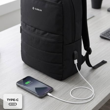 Mochila Subblim Compact Backpack 15L para Portátiles hasta 15.6"/ Repelente al agua/ Cinta para Trolley/ Negra - Imagen 4