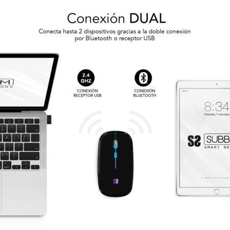 Ratón Inalámbrico Subblim LED Dual Flat/ Batería recargable/ Hasta 1600 DPI - Imagen 3