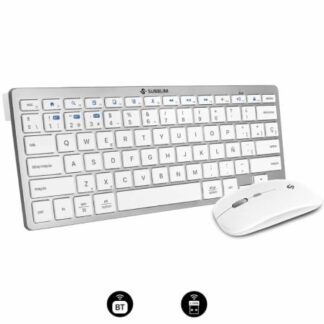 Teclado y Ratón Inalámbrico Subblim OCO015 Combo Multidispositivo Compacto PT/ Plata/ Portugués
