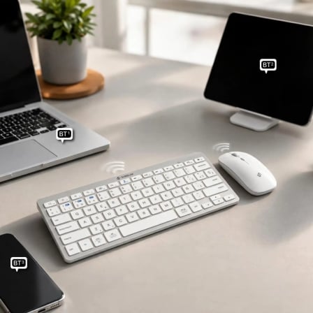 Teclado y Ratón Inalámbrico Subblim OCO015 Combo Multidispositivo Compacto PT/ Plata/ Portugués - Imagen 2
