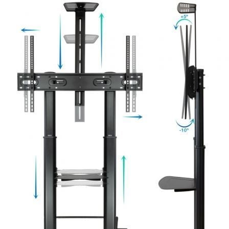 Soporte de Suelo Inclinable/ Ajustable con Ruedas Tooq FS20400HM-B para TV de 60-100"/ hasta 100kg - Imagen 3