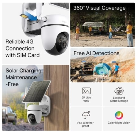 Cámara de Videovigilancia TP-Link Tapo TC90G KIT/ Visión Nocturna/ Control desde APP/ Incluye Panel Solar - Imagen 2