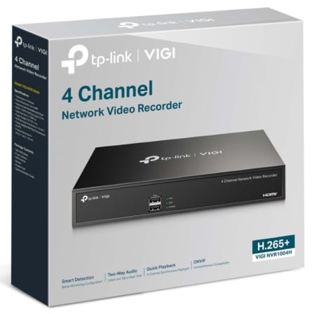 Videograbador TP-Link VIGI NVR1004H/ 4 canales/ admite hasta 10TB - Imagen 3